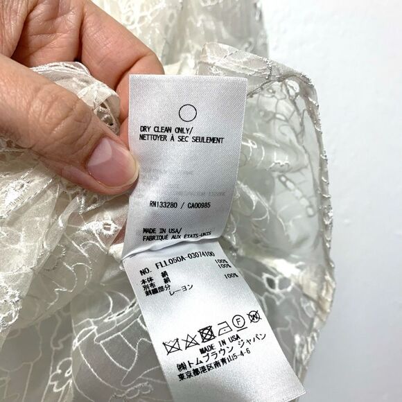 Thom Browne Dog & Floral Silk Button Up White Long Sleeve Blouse Top sz Small - Picture 5 of 10